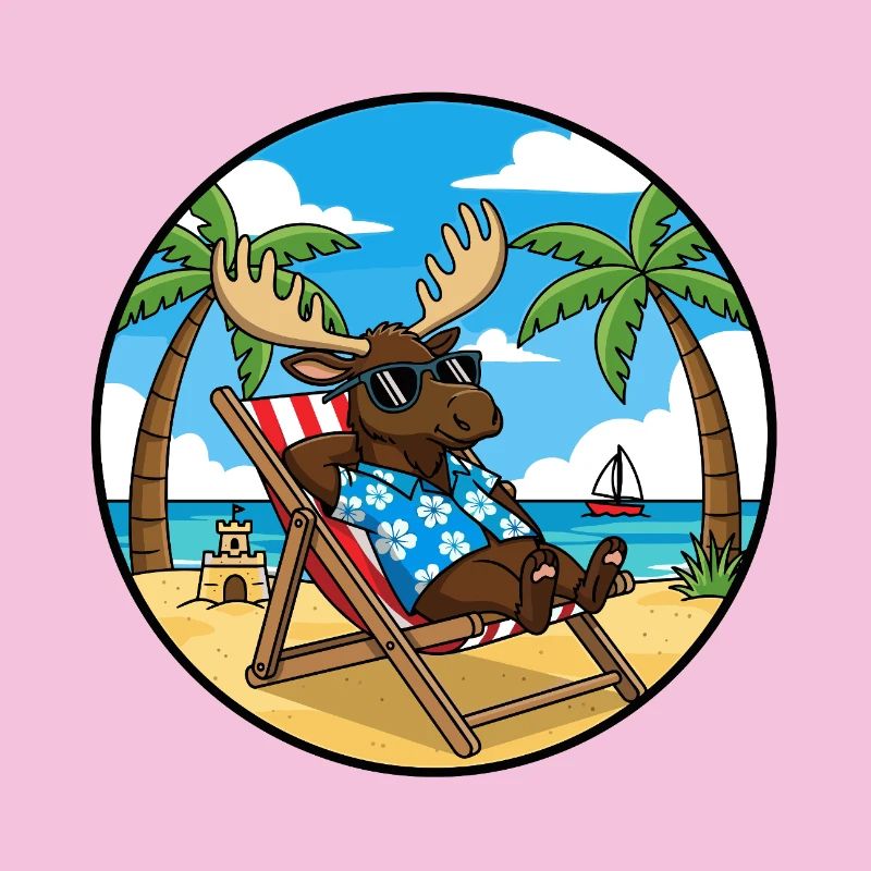 Cool Moose Beach Vacation Summer Vibes