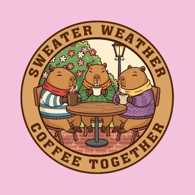 Sweat Capybara Temps Café ensemble
