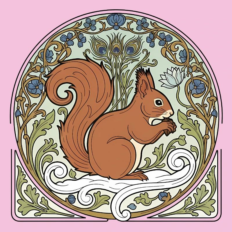 Eichhörnchen im Jugendstil-Ornament