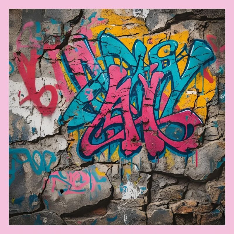 Graffitis colorés sur un mur de pierre