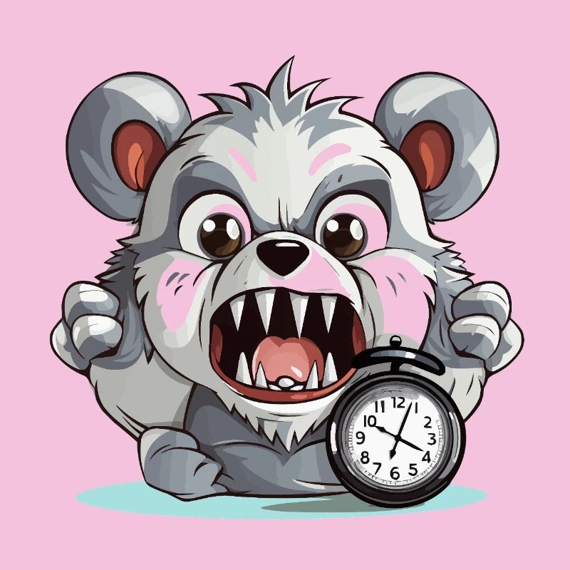 Aggressiver Panda mit Wecker