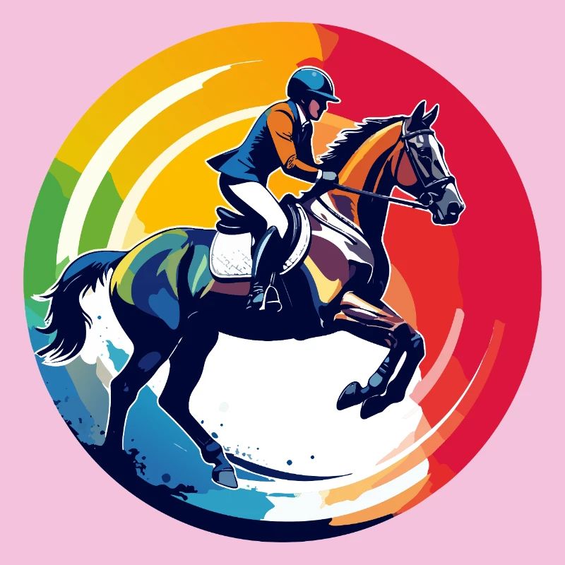 Regenbogen Springpferd Pferd Springreiten Motiv