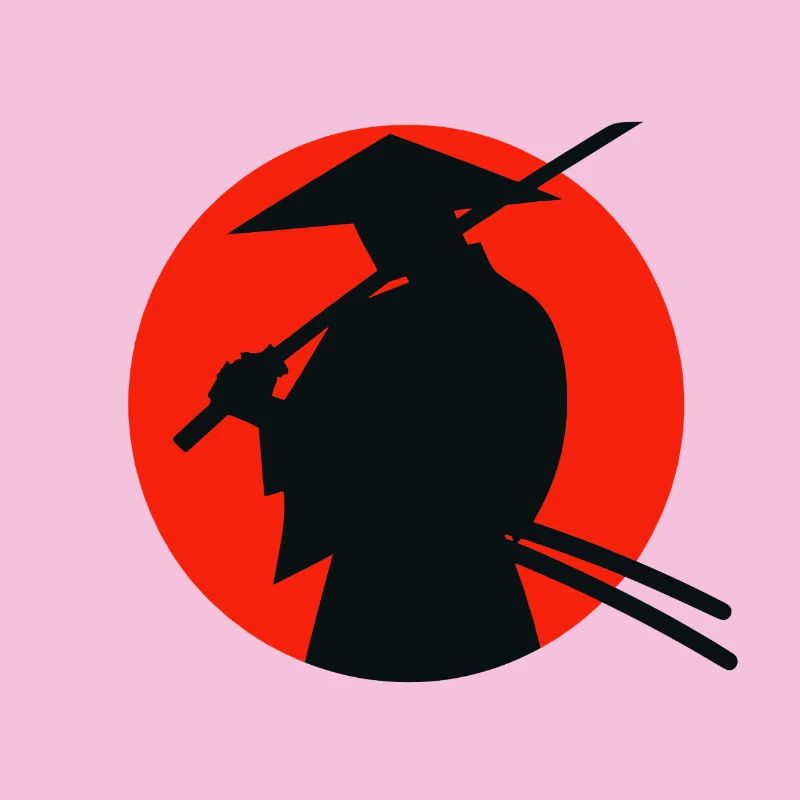 Graduated ninja on red sun background
