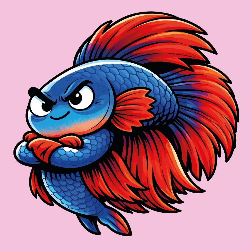 Blue Red Betta Fish