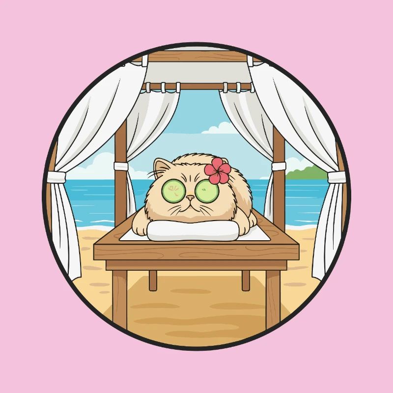 Art relaxant du chat au spa de plage