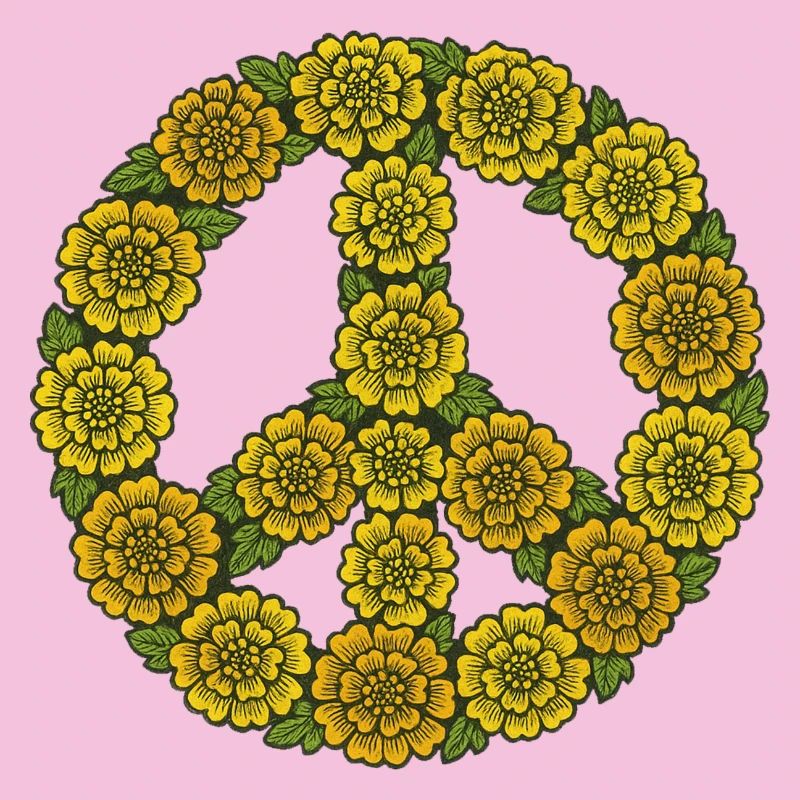 Blumen-Friedenszeichen-Kreis