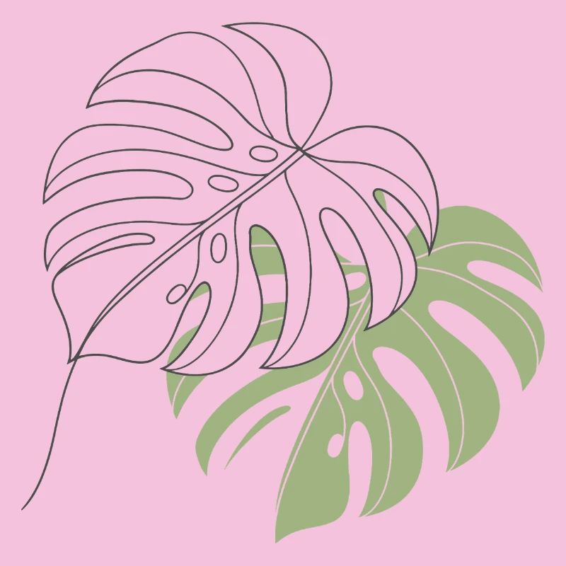 Monstera Leaf Line Art Illustration