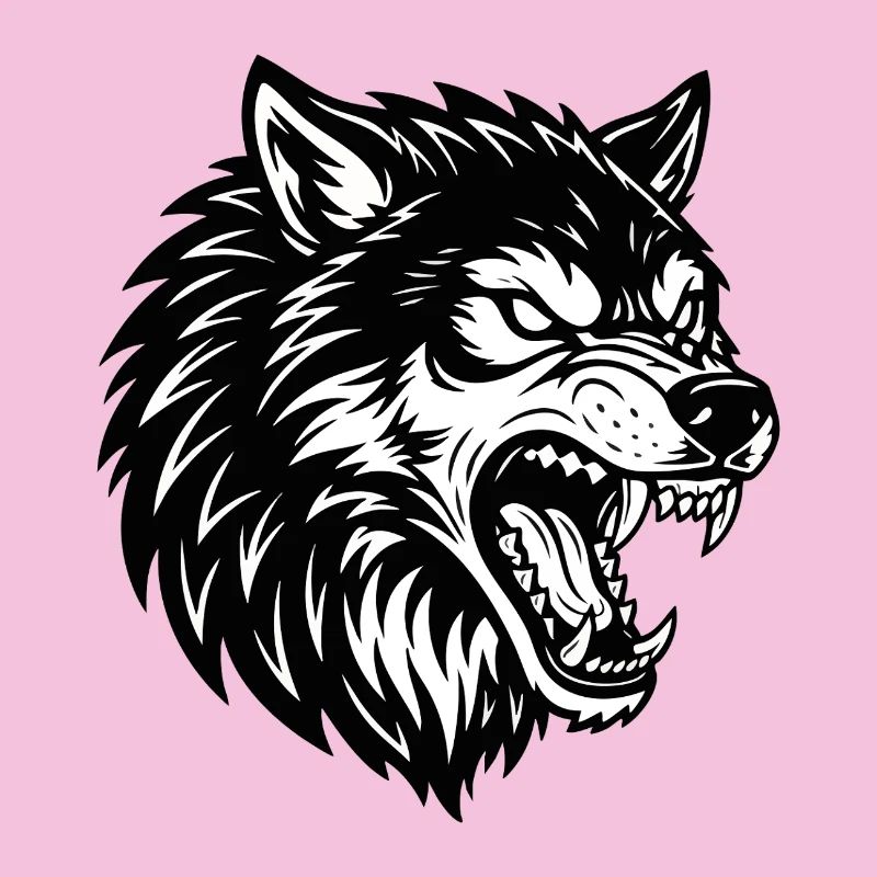 Wolf Black and White Wolf Alpha Mascot Logo