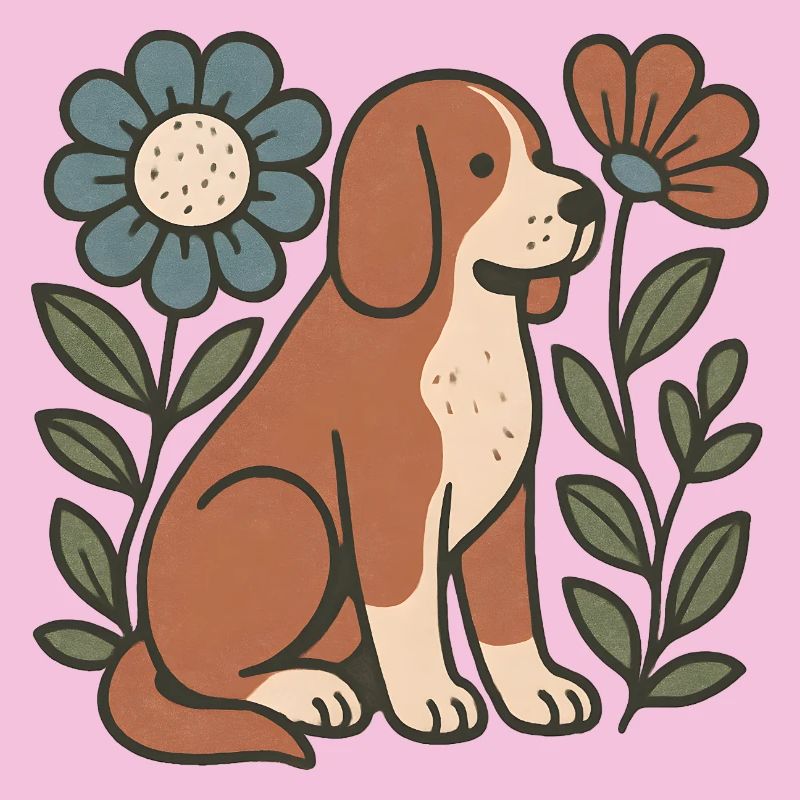 Beagle in a floral frame