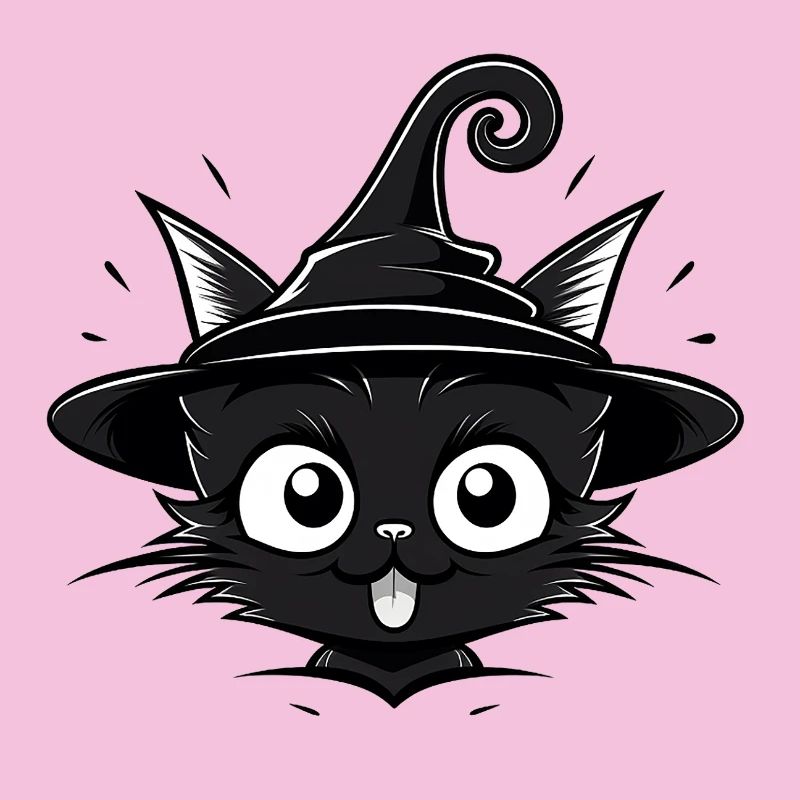 Sorcière Chat Noir avec Chapeau de Sorcière - Chat