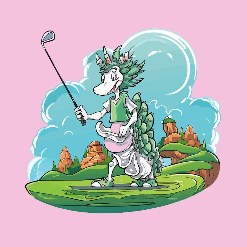 Golfeurs Dragon sur un parcours de golf vert