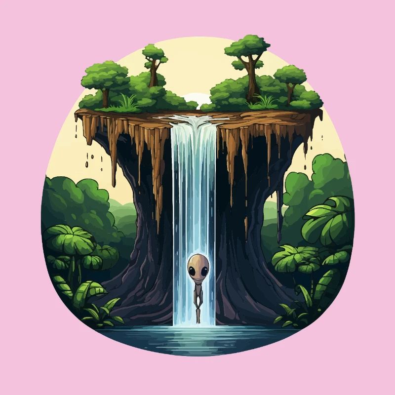 Extraterrestre à la cascade dans la jungle