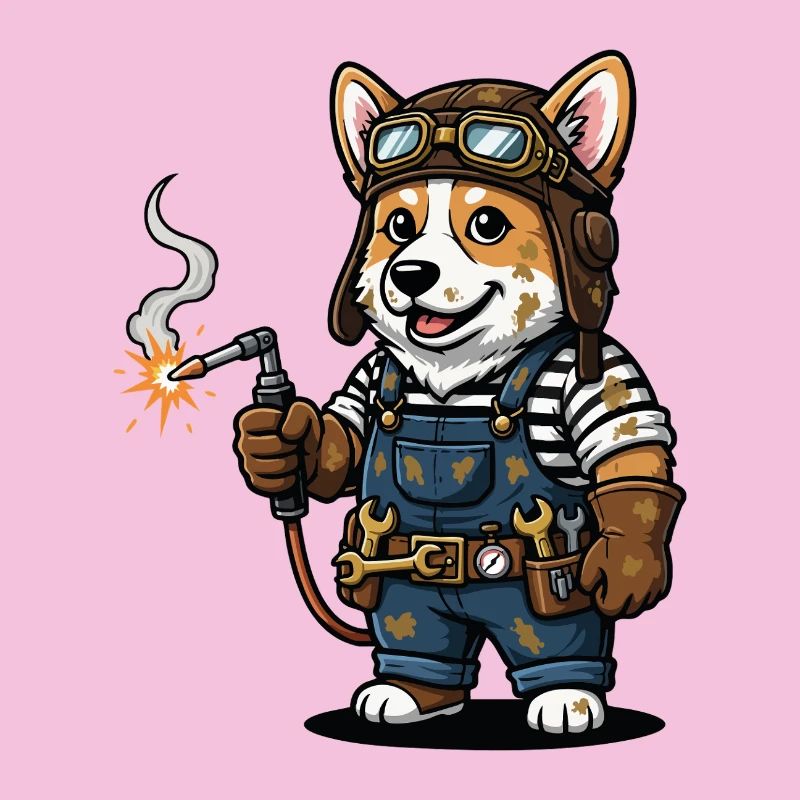 Corgi Schweißer Steampunk Industriemechaniker