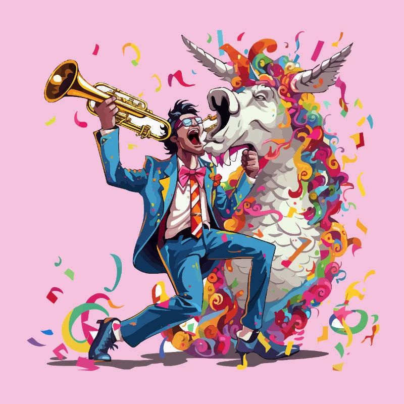 Trompeter und Regenbogen-Einhorn