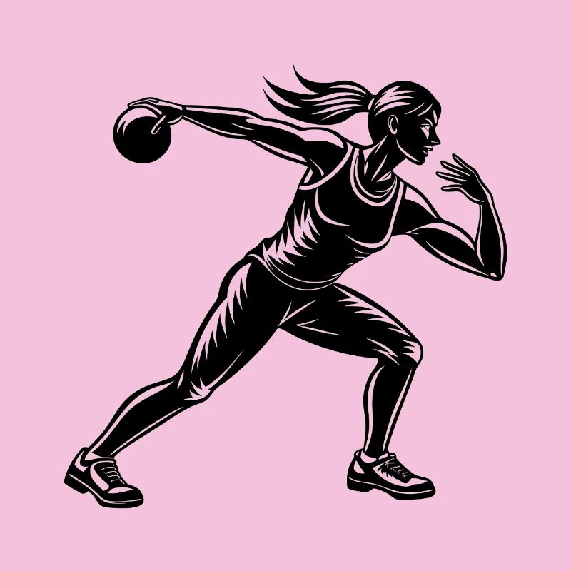 Fille lanceuse du poids pour l’athlétisme