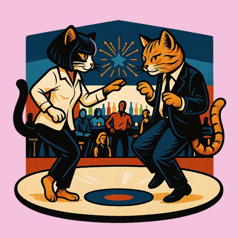 Zwei Retro-Katzen tanzen – Vintage Stil