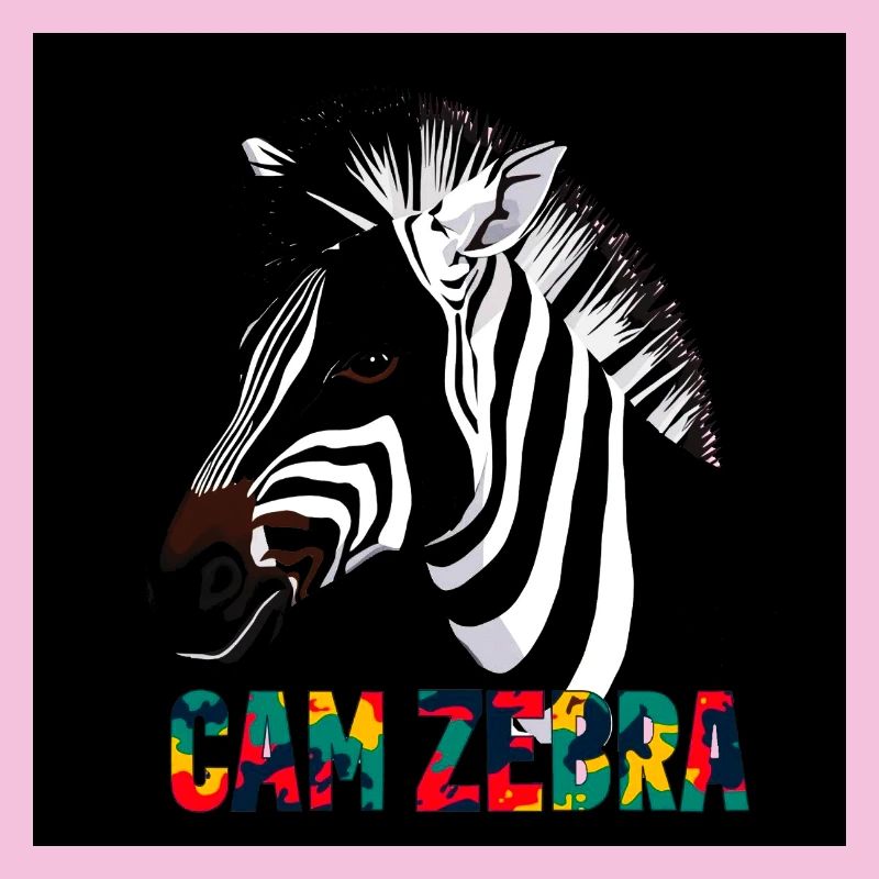 Zebra Silhouette with Colorful Text CANZEBRA