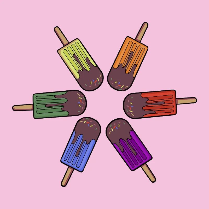 Regenbogen-Eis am Stiel