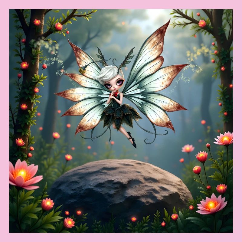 Libellule fée dans la forêt florale