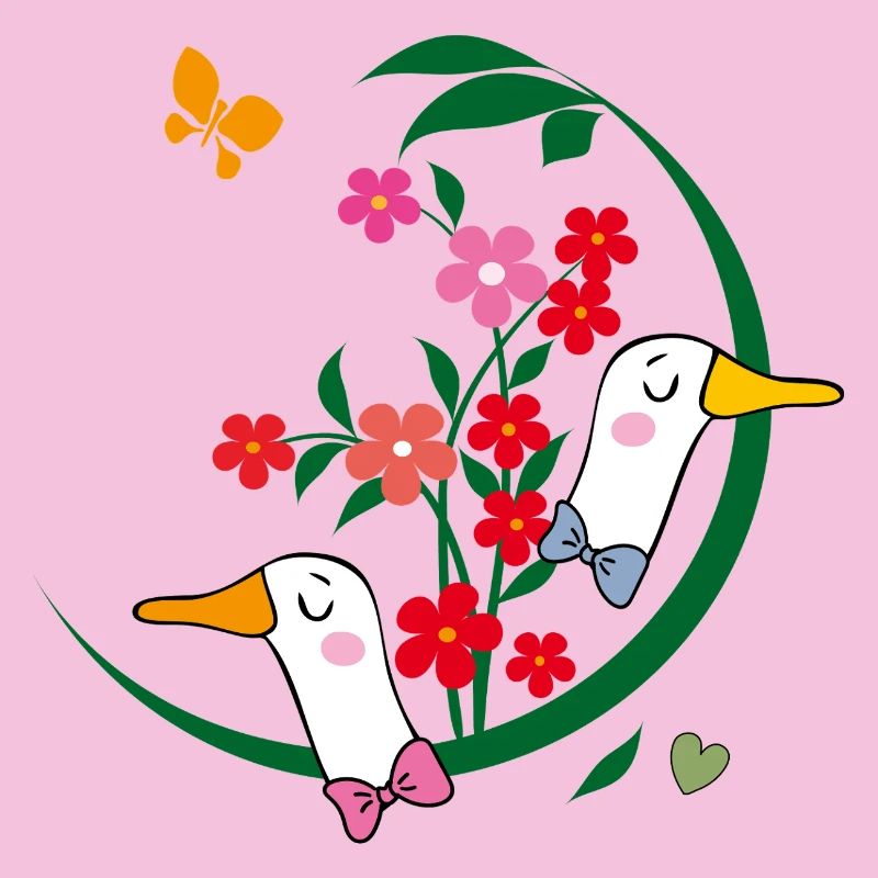  Gänse mit Blüten