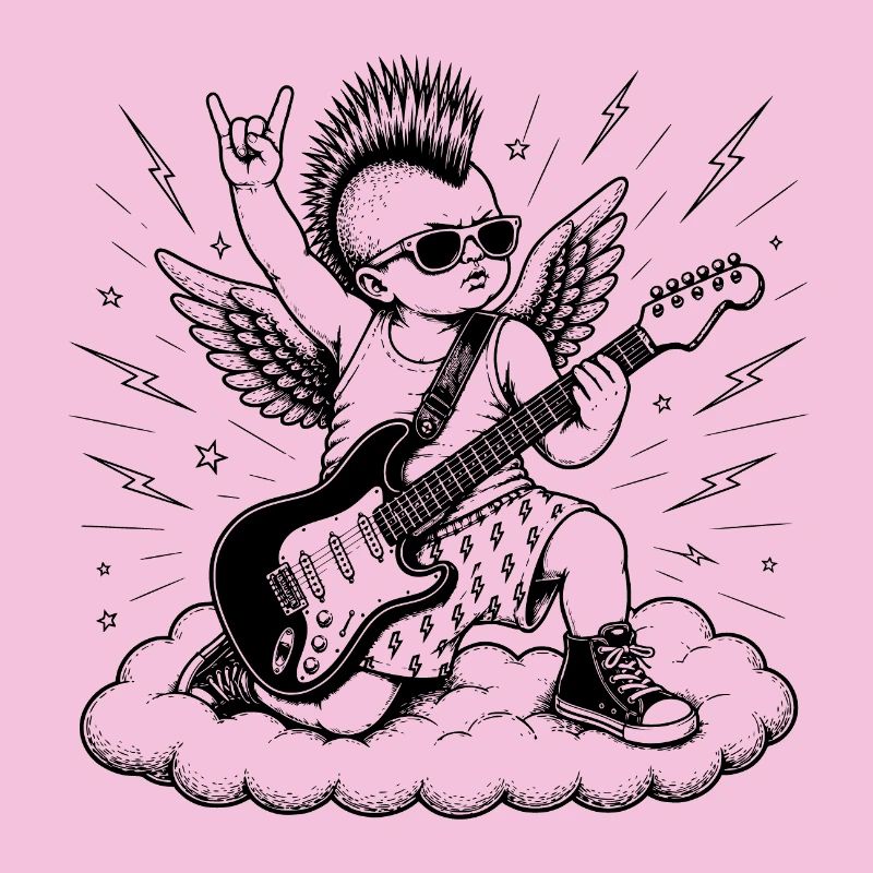 Punk Cherub mit E-Gitarre