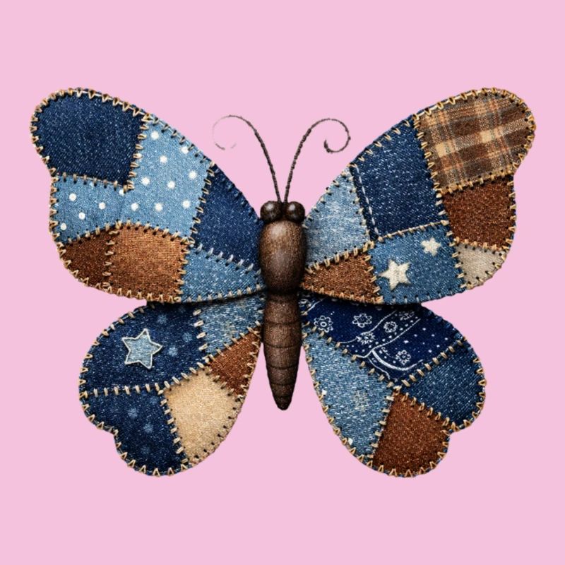 Patchwork Denim Butterfly