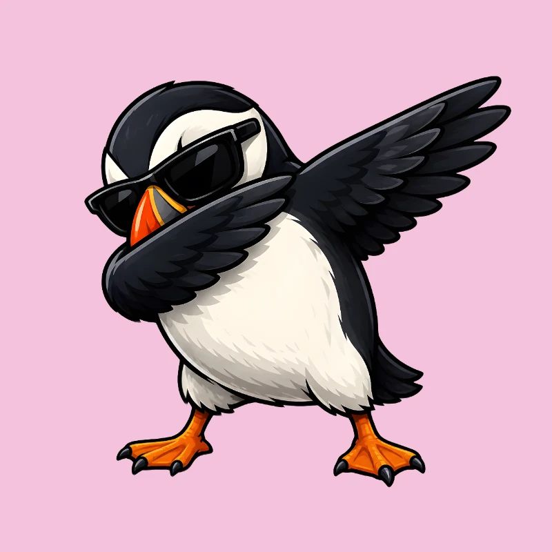 Dabbing puffins