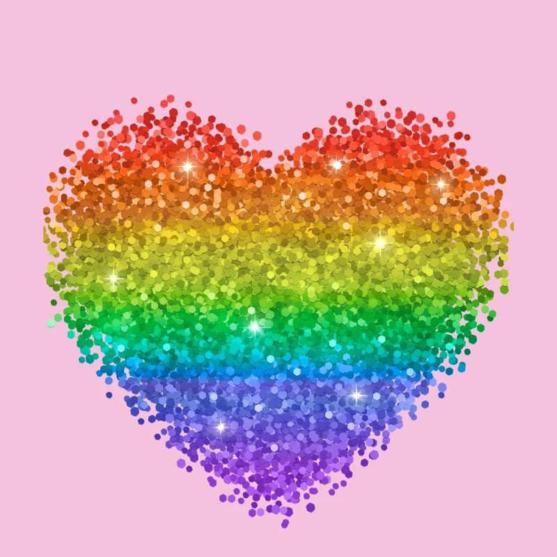 Rainbow Heart Glitter Dots