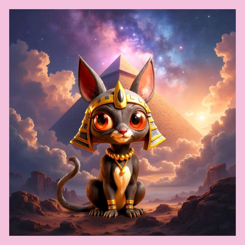 Pharaon Cat devant la pyramide