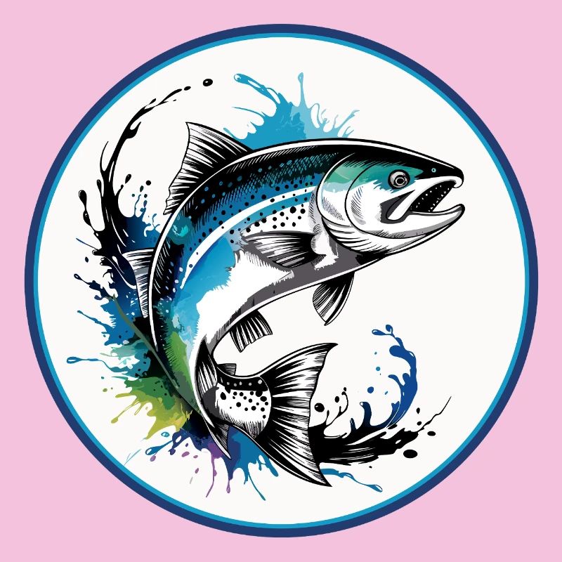 Springender Lachs