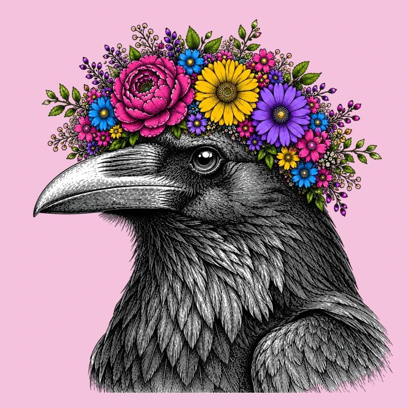 Crow's Head with Flower Crown