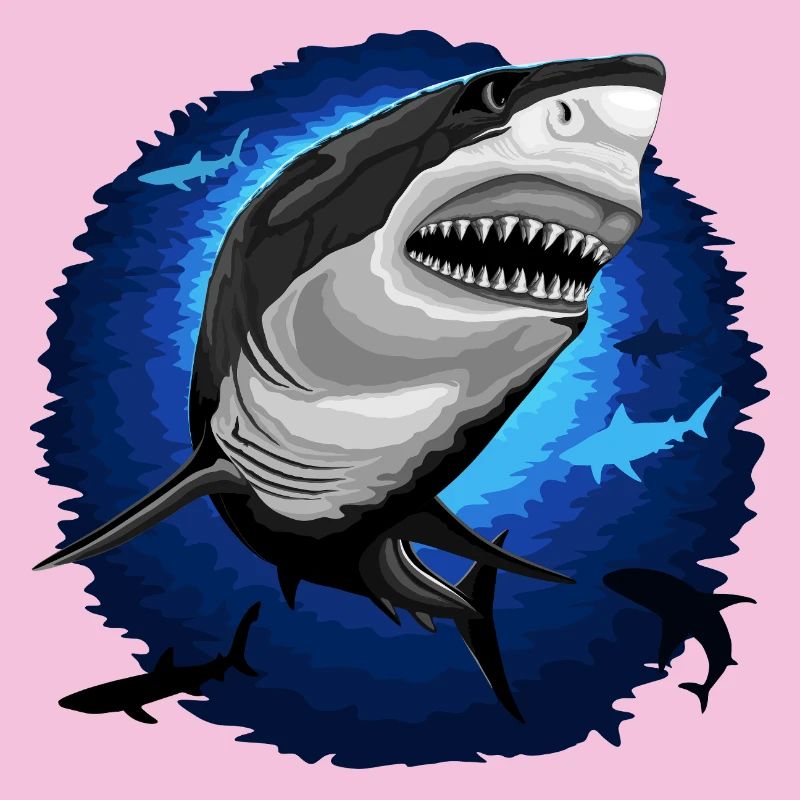 Shark Attack jaws on Deep Blue Ocean