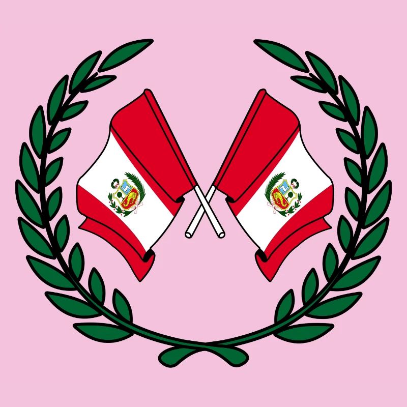 Flags Peru in laurel wreath