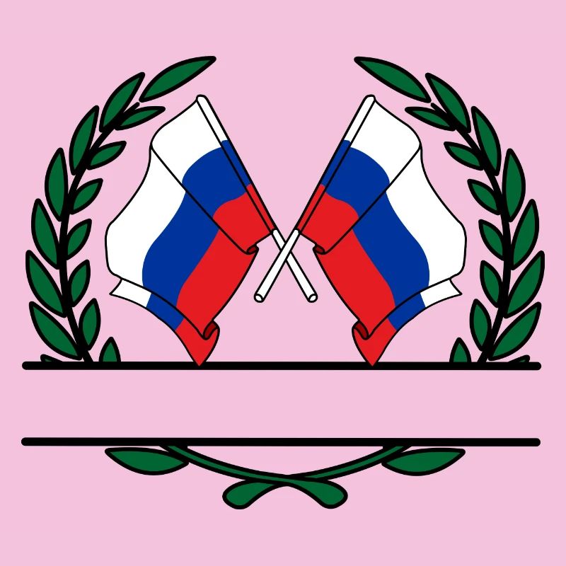 Drapeaux Russie couronne de laurier bannière
