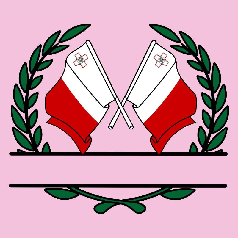 Drapeaux Malte couronne de laurier bannière