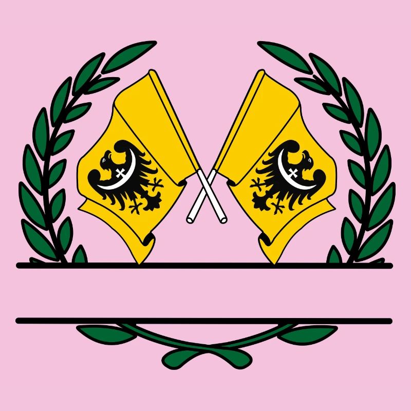 Drapeaux de Basse-Silésie Pologne couronne de laurier bannière