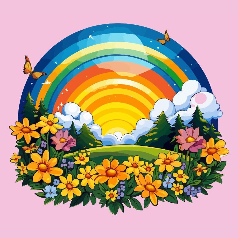 Blooming rainbow at sunrise