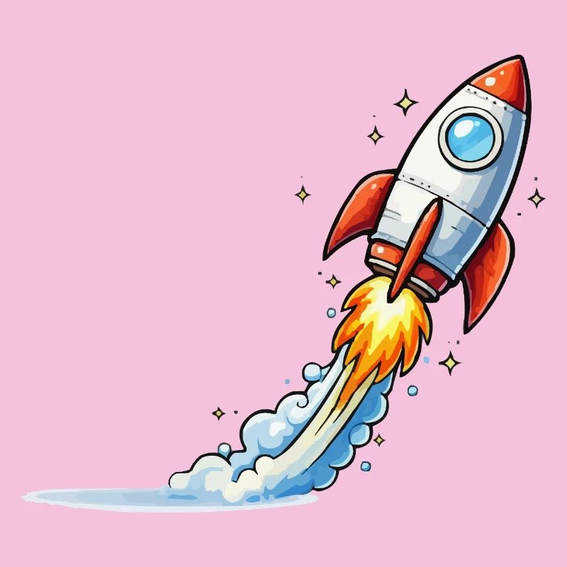 Conception de dessins animés Rocket Launch