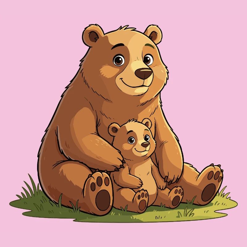 Douce maman ourse avec un petit