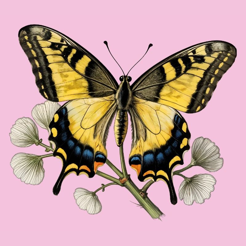 Papillon Machaon - gravure dessin