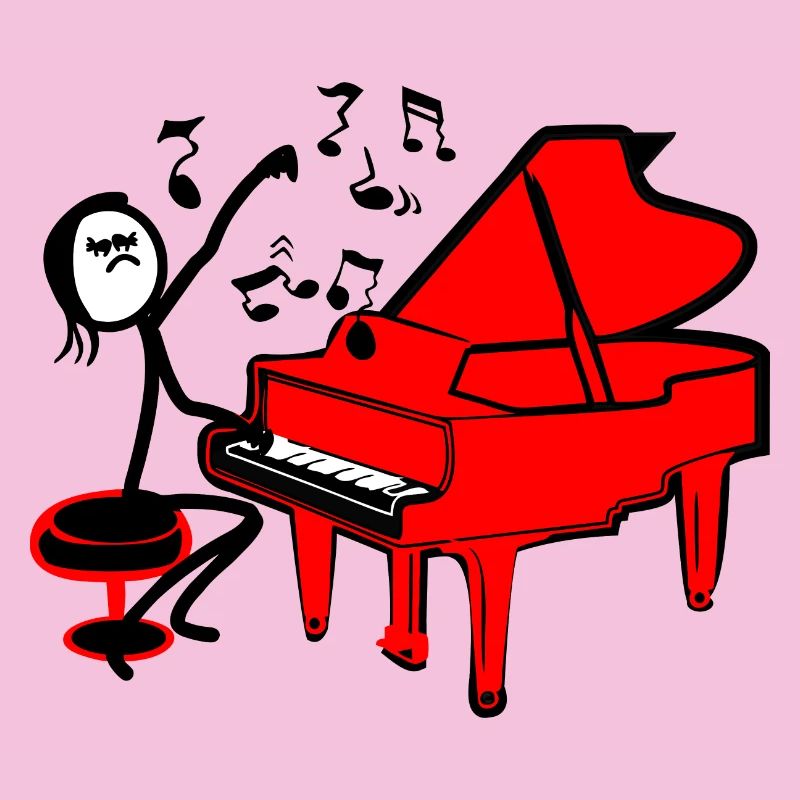 Strichmännchen Rotes Klavier