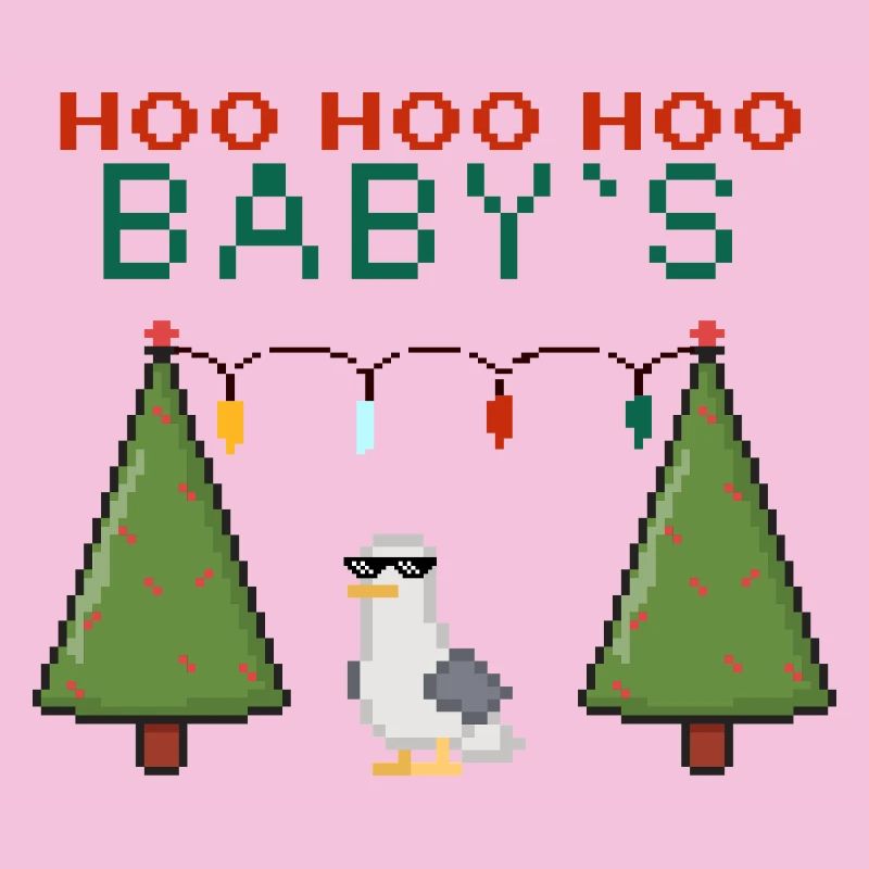 Pixel-Weihnachtsvogel mit Lichterketten