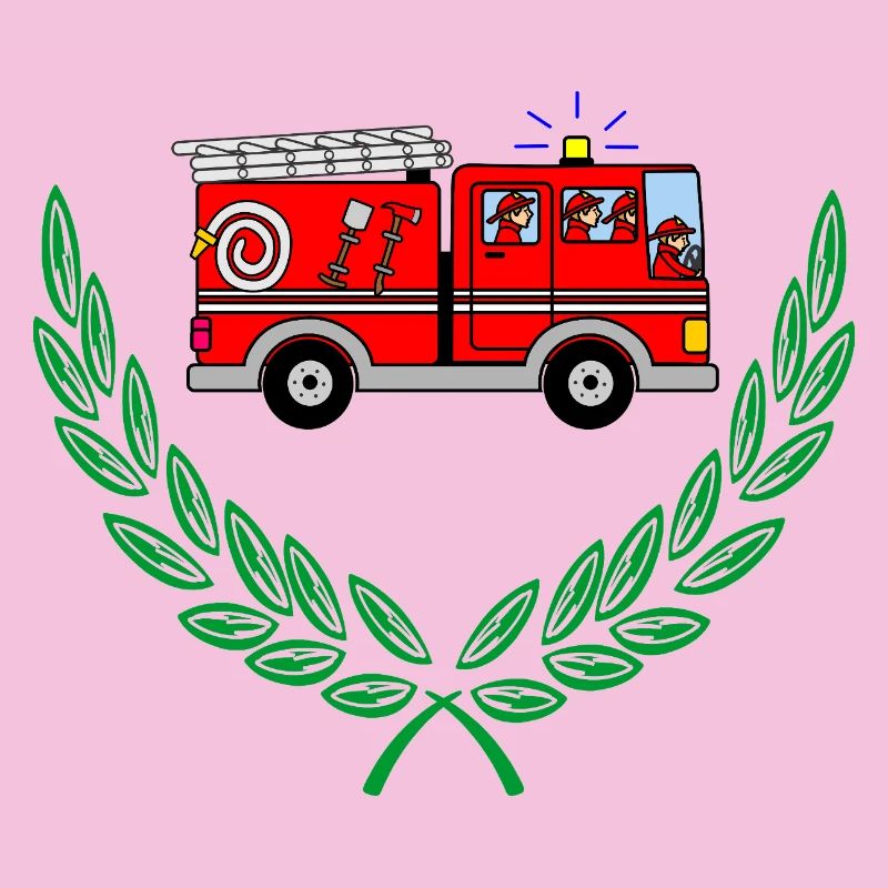 Fire engine in laurel wreath