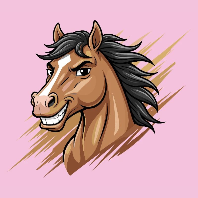 Tête de cheval de dessin animé dynamique