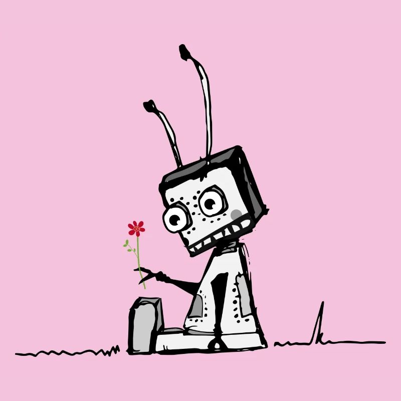 Roboter mit einer Blume