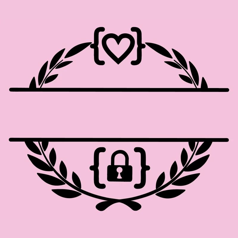 Code with heart and code with lock in laurel wreath m