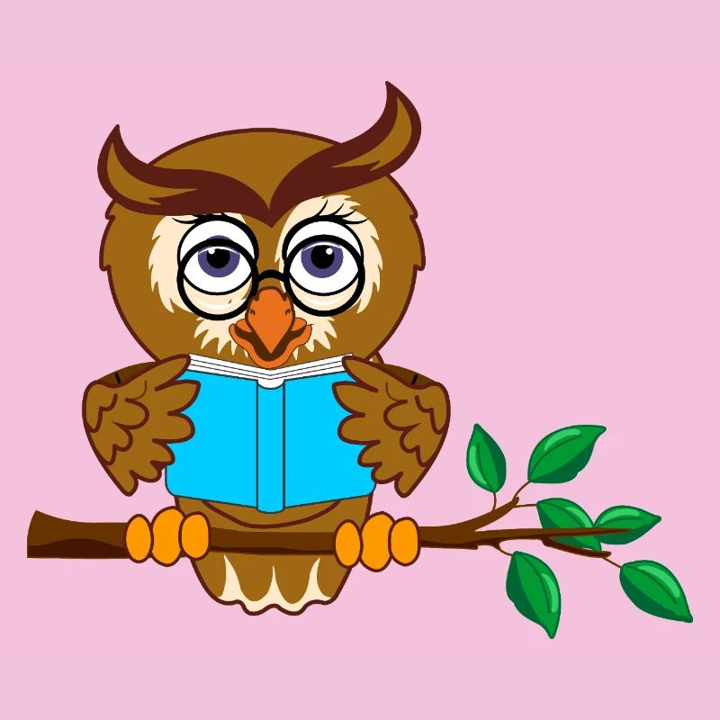 Tree Branch Owl with Blue Book