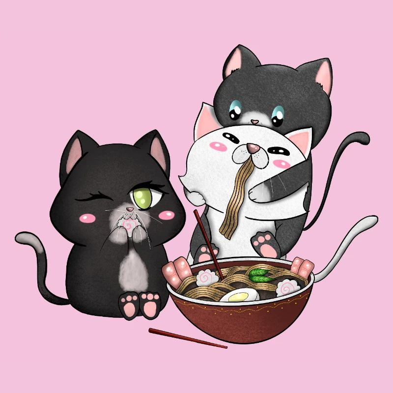 Katzen essen Ramen