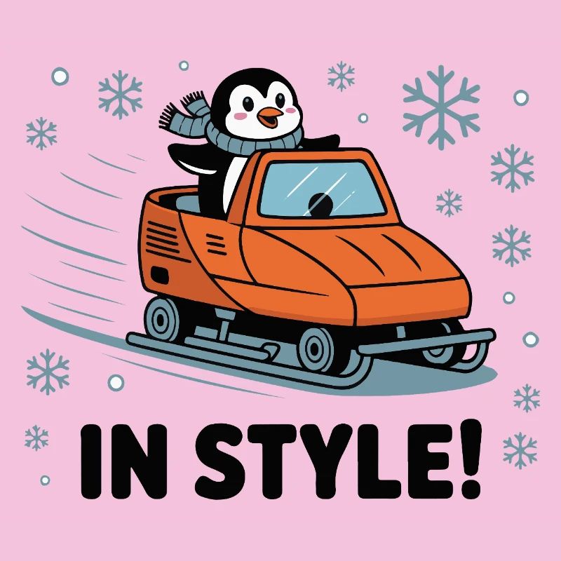 Pinguin-Schneemobil mit Stil