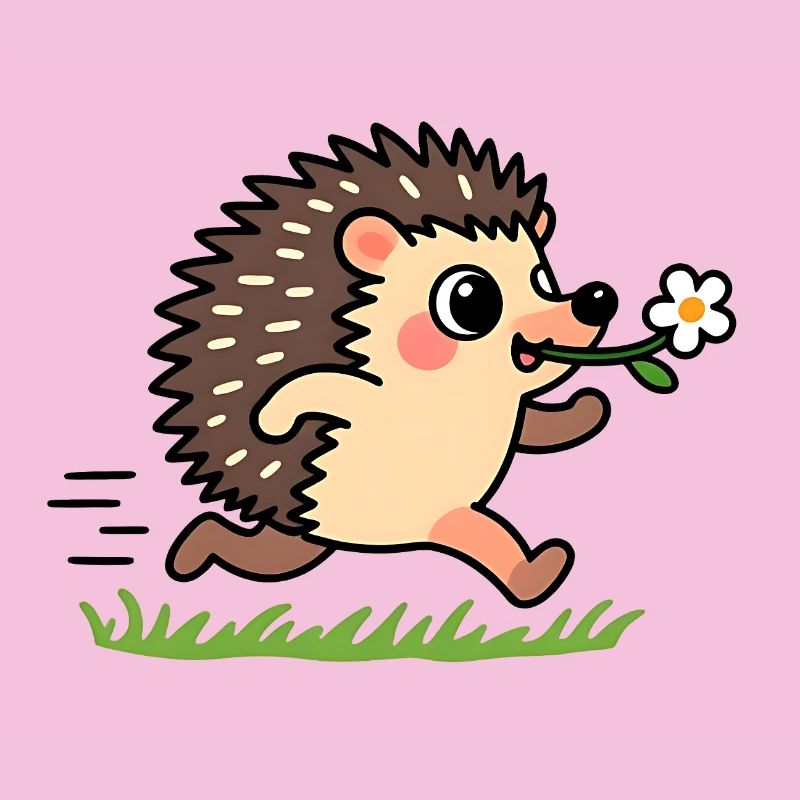 Hérisson avec une fleur